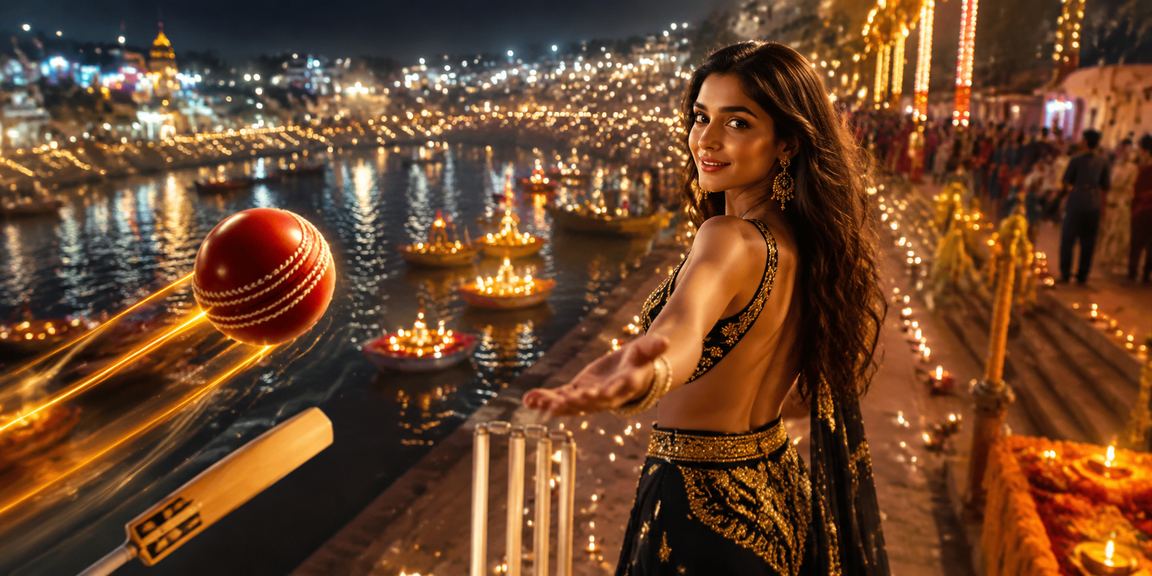 Playing rummy cards on mobile in an Indian night market scene