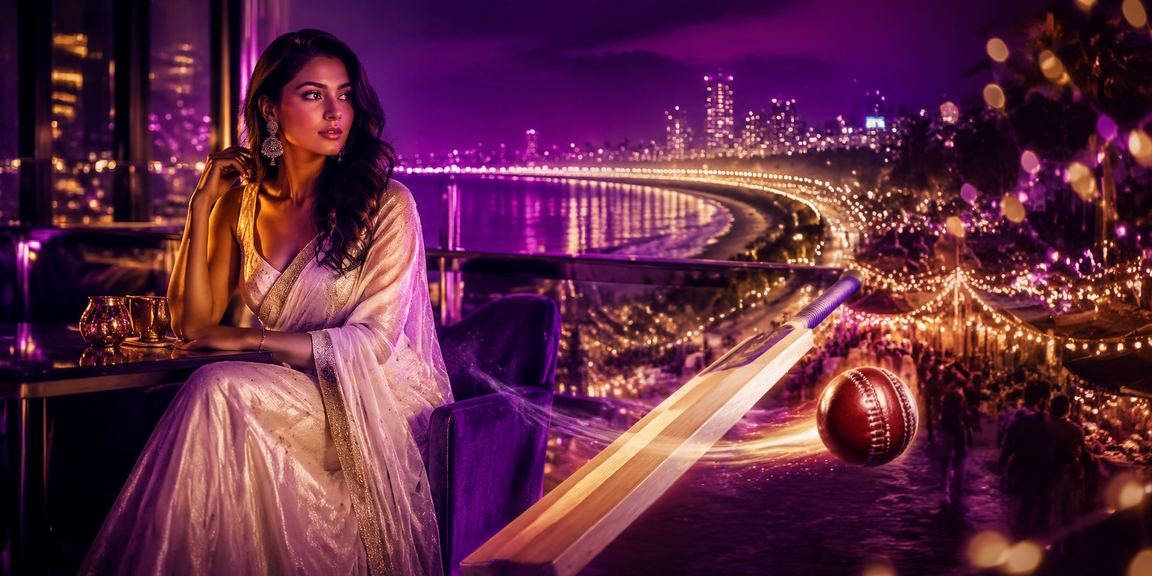 Mobile playing Andar Bahar near Marine Drive Mumbai at night